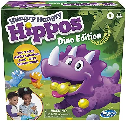 Hungry Hungry Hippos Dino Edition Board Game, Pre-School Game for Ages 4 and Up; For 2 to 4 Players (Amazon Exclusive)