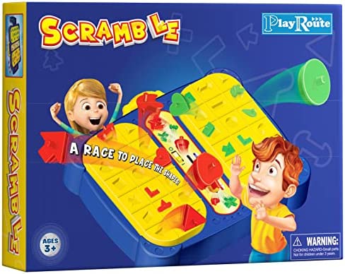 PlayRoute Shape Pop Up Board Game | 1 and 2 Player Game for Kids Ages 4-6-8-10 | Educational Classic Board Game Shape Matching Puzzle for Kids | STEM Toys for Boys & Girls