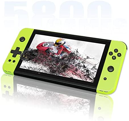 X70 Handheld Game Console 7.0 inch Pro Retro Games Consoles Classic Video Games Pad Style Preinstalled System Built-in Rechargeable Battery Gaming Consoles 64GB Fluorescent Yellow