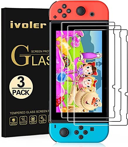 ivoler [3 Pack] Screen Protector Tempered Glass for Nintendo Switch, Transparent HD Clear Anti-Scratch Screen Protector Compatible Nintendo Switch